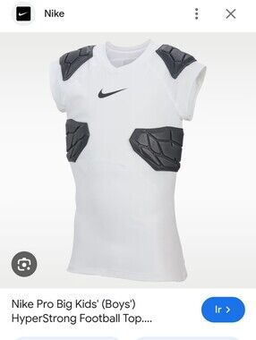 Nike White Football Compression Top with Black Molded Pads
